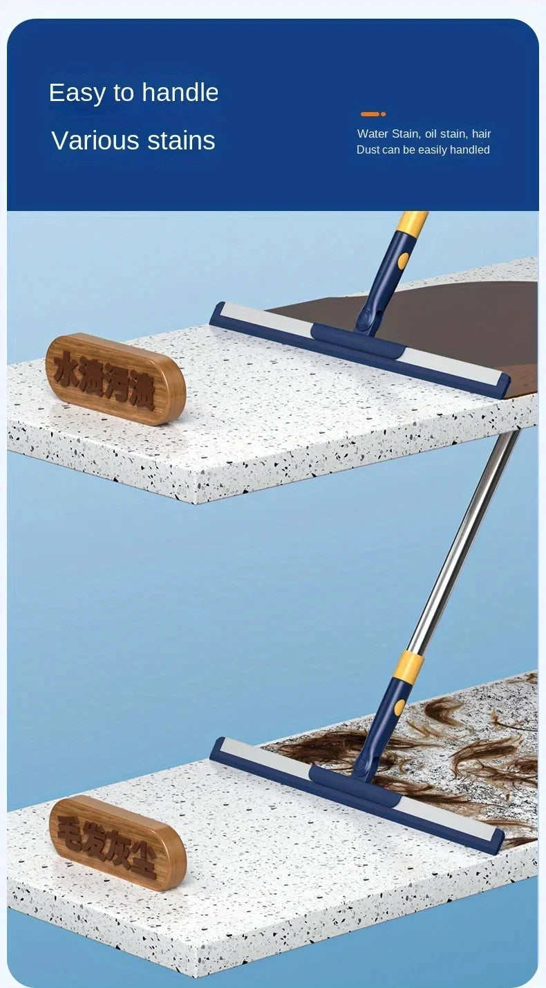 Portable Retractable Scraper Mop for Deep Cleaning Without Leaving Marks Replaceable Rubber Strips for Bathroom Kitchen Etc