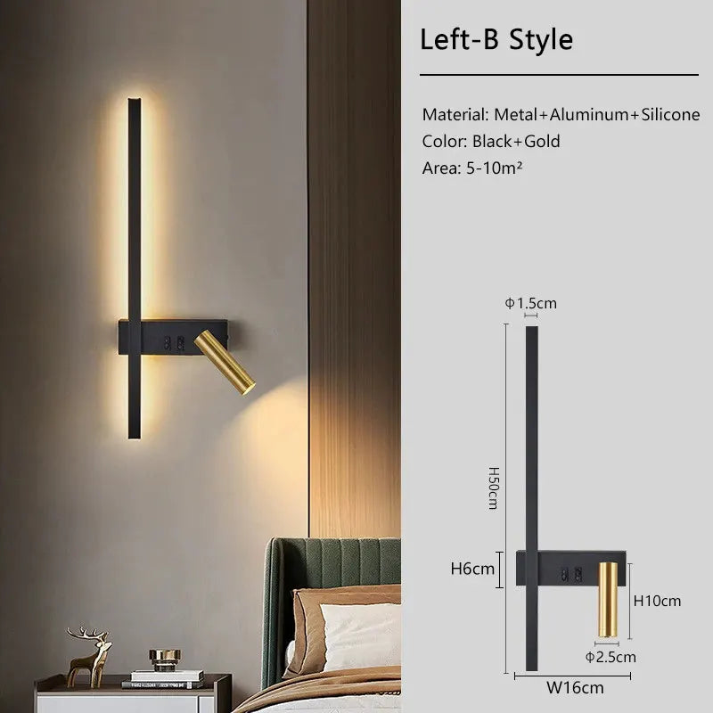 Modern LED Wall Lamps with Switch for Bedroom Indoor LED Wall Lights with 350° Rotatable Spotlight for Kitchen Dinning Room Home