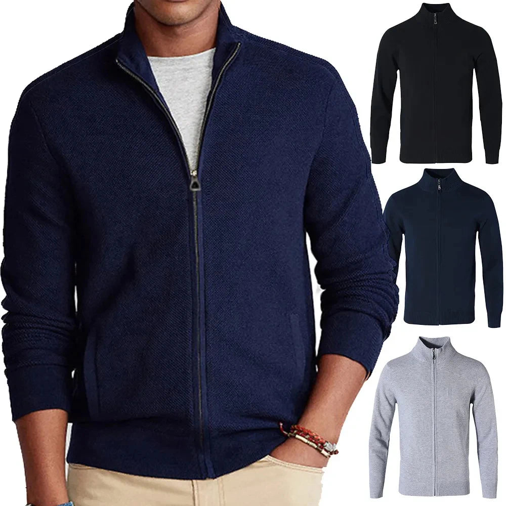 100% pure cotton Knit Autumn Winter 2025 Men's Stretchable Warm Knit Cardigan, Daily Commute Sweater.