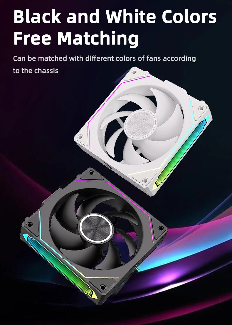 Coolcirc DL-2 Modular Wireless Splicing 120mm PC Case Cooling Fan ARGB Infinite Mirror Lighting Effect for Computer Water Cooler