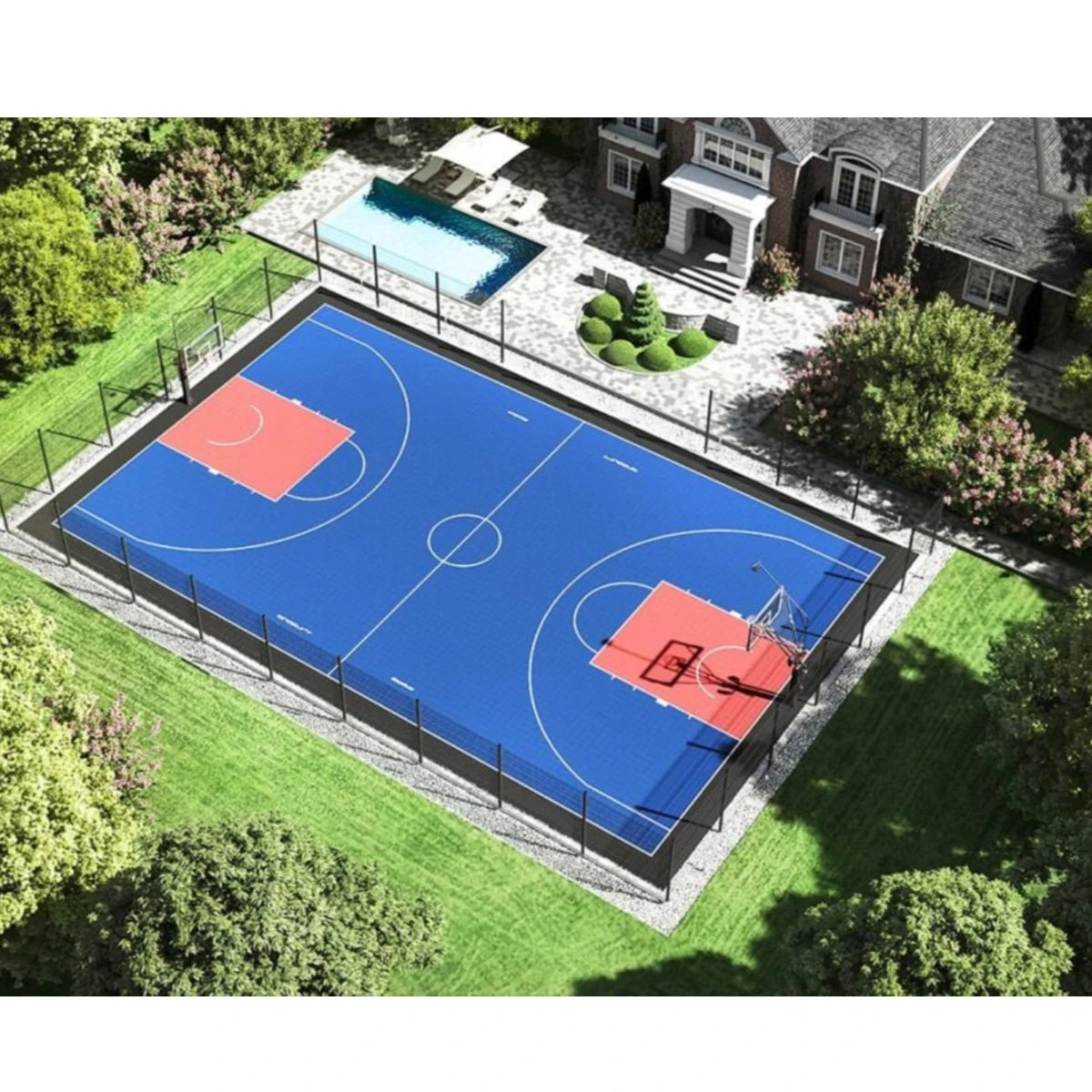 Customizable Half Basketball Court Flooring Interlocking Tiles CE Certified
