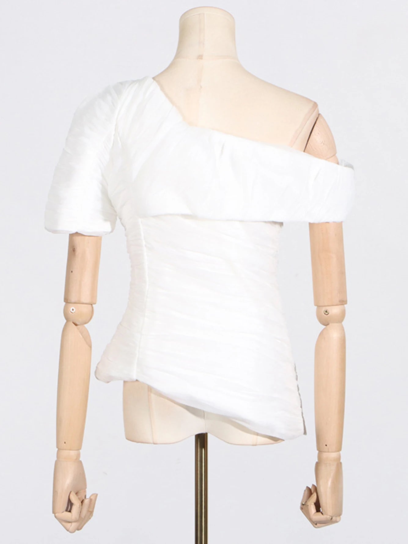 High Quality Summer New White Slim Set 2026 Sexy Short Sleeved Pleated Top+High Waisted Wide Leg Pants Party 2 Two-Piece Set