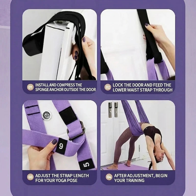 Hanging Rope For Aerial Yoga No-Drill Portable Lower Back Trainer Stretching Band Elastic Rope Dance Training Fitness Equipment