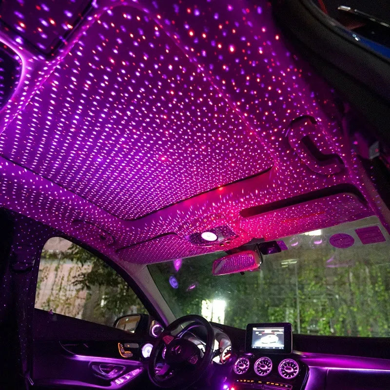 Car Romantic LED Starry Sky Night Light 5V USB Powered Galaxy Star Projector Lamp for Car Roof Room Ceiling Decor Plug and Play