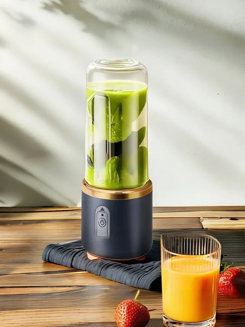 Multifunction Double Cup Juicer 400ml USB Rechargeable Portable Electric Juicer 6 Blade Fruit Blender for  Home Kitchen Tool