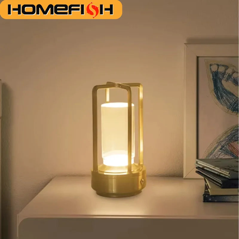 HOMEFISH Night Light Black Gold Silver Table Lamp Touch USB Charging Ambient Light Suitable for Bedrooms Living Rooms