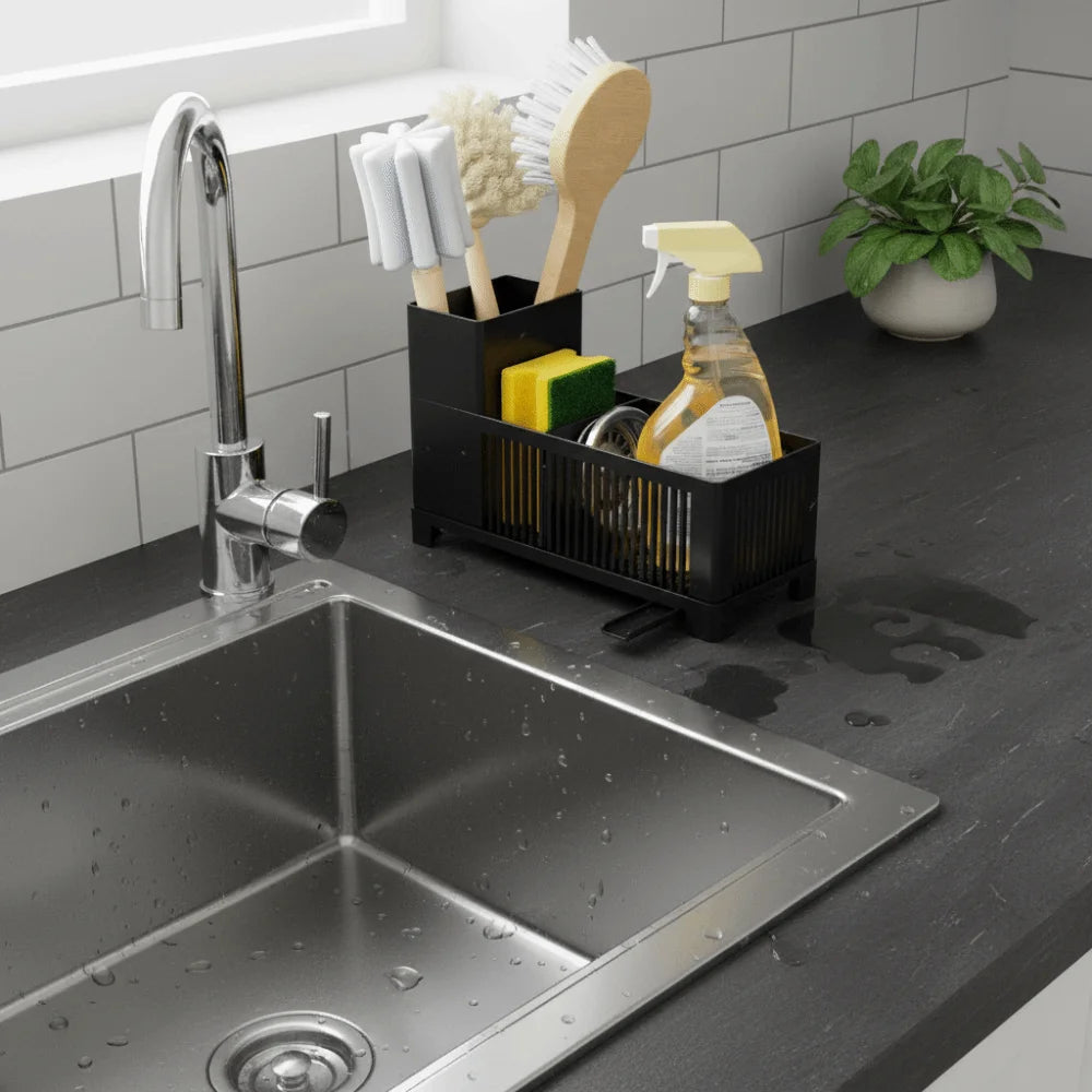 Well-ventilated Kitchen Sink Organizer Plastic Sponge Holder Kitchen Drain Rack Space-saving Dish Soap Dispenser Dishcloths