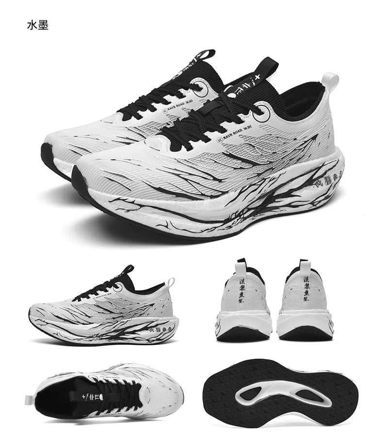 Fluorescence Running Shoes CarbonBoard Marathon Men Sports Breathable Women's Comfortable Athletic Sneakers Soft Wear Resistant