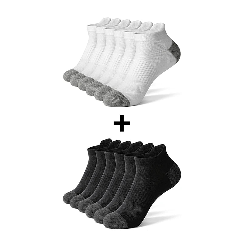 AOTOLK 6/12 Pairs Cotton Man and Women Socks Sports Solid Color Male's Short Sock Cycling Breathable Ankle Summer Running Socks