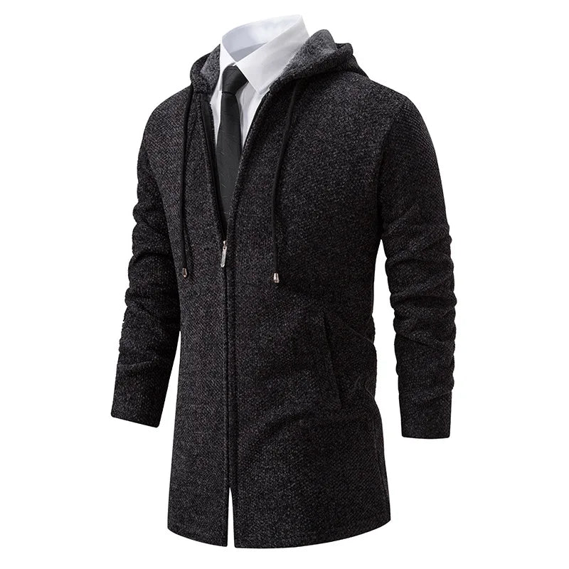 Men's Knitted Cardigan Casual Hooded Coat Slim Fit Autumn and Winter New Sweater Coat Men's Sweater