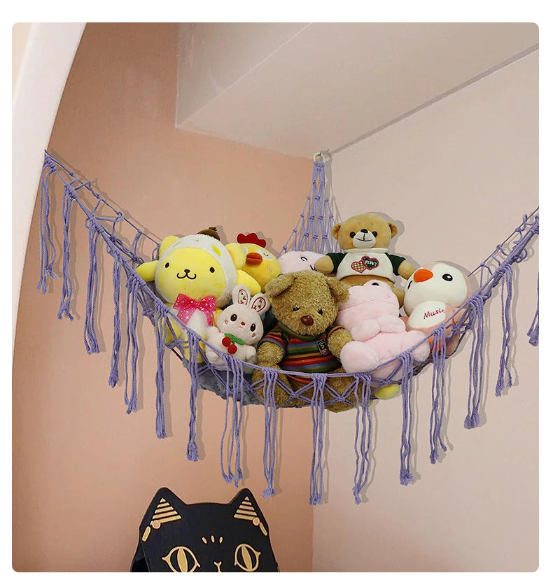 Triangle Toy Net Plush Toy Storage Corner Hanging Cotton Rope Hand-woven Toy Hammock
