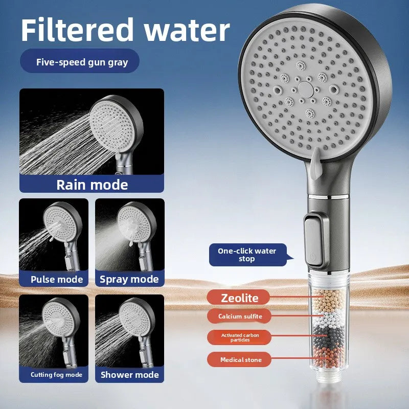Cream Wind Pressurized ShowerHead 12 Cm Large Panel Water Outlet Handheld  Shower Head Pressurized ShowerSet