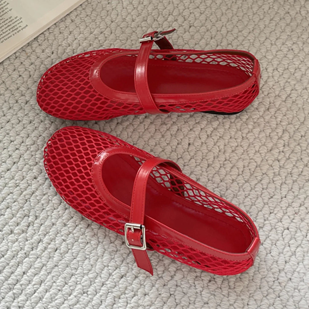 Eilyken Summer Women Cosy Mesh Flat Heels Shoes Round Toe Buckle Strap Casual Ladies Sandals Zapatos De Mujer