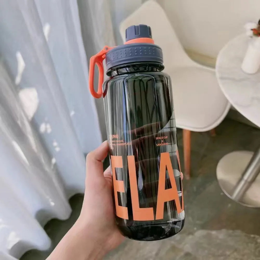 0.6L/0.8L/1L Large Capacity Water Bottles Lightweight Plastic Clear Drink Bottle with Handle Strap Leak Proof Travel Kettle