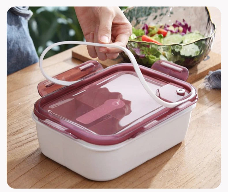 Microwavable Plastic Crisper Lunch Box Multi-compartment Bento Box Portable Food Storage Containers Office Student LeakProof Box