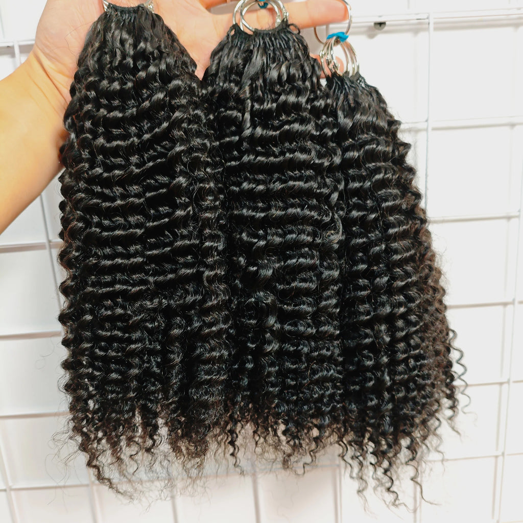 Pre-Separated Feather Crochet Human Hair Bundles Jerry Kinky Curly Deep Wave Hair Miracle Knots Braiding hair for Women