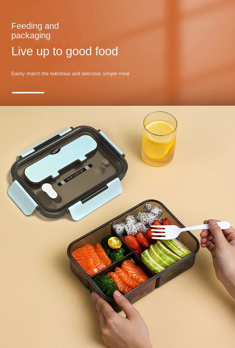 Transparent Lunch Box for Kids Food Storage Container with Lids Leak-Proof Microwave Food Warmer Snacks Bento Box Japanese Style