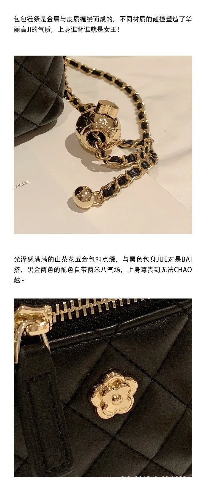2026 New Secret Garden Camellia Pattern Quilted Chain Box Bag Mini Ladies Single Shoulder Crossbody Bag