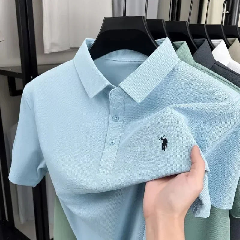 2026 New Men's Luxury Pony Embroidery Polo Shirt – High-Quality Embroidered Collar Short-Sleeve Casual Dress Summer T-Shirt