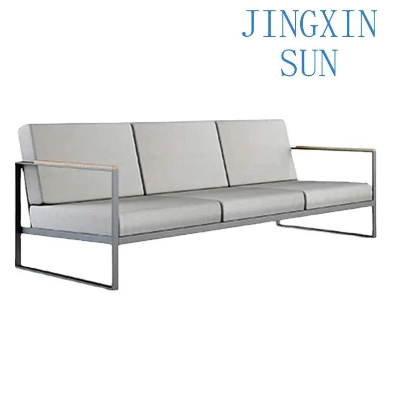 Outdoor leisure iron sofa, courtyard garden villa, hotel, waterproof and sunscreen aluminum alloy sofa