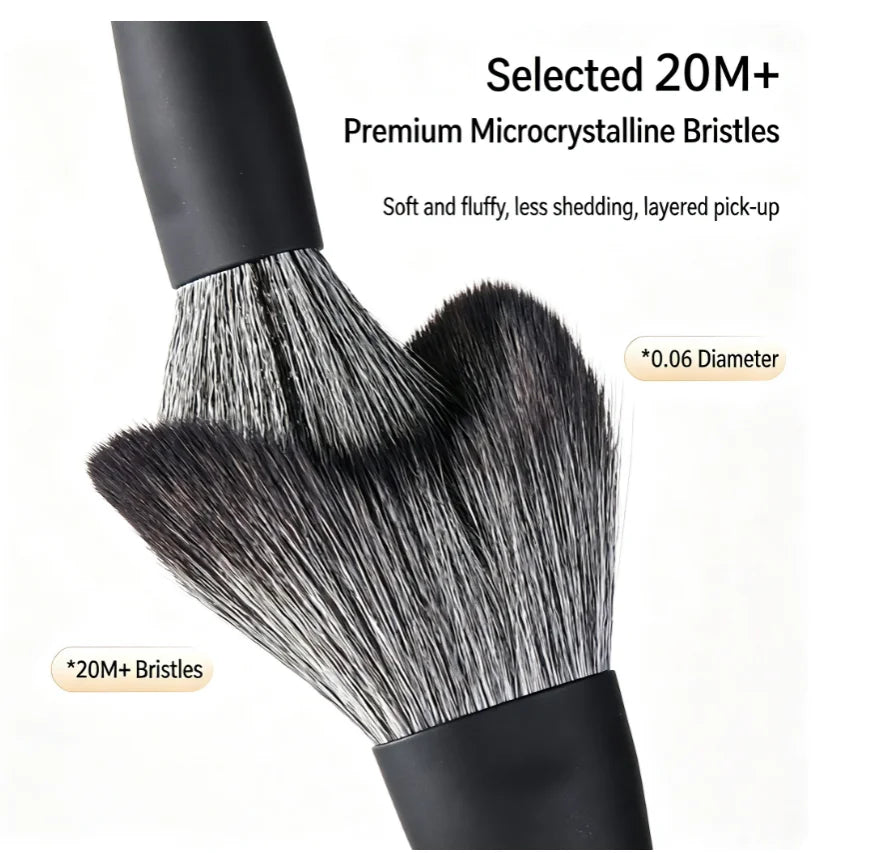 Matte Black Nylon-Bristled Makeup Brush Set Portable Full-Set Makeup Tools with Powder Brushes Foundation Brushes And More