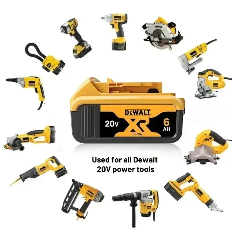 100% Original DeWalt Batteries 20V 5000/6000mAh Li Ion Battery For DCB206 DCB205 DCB204 DCB200 DeWalt Power Tools Air Transport