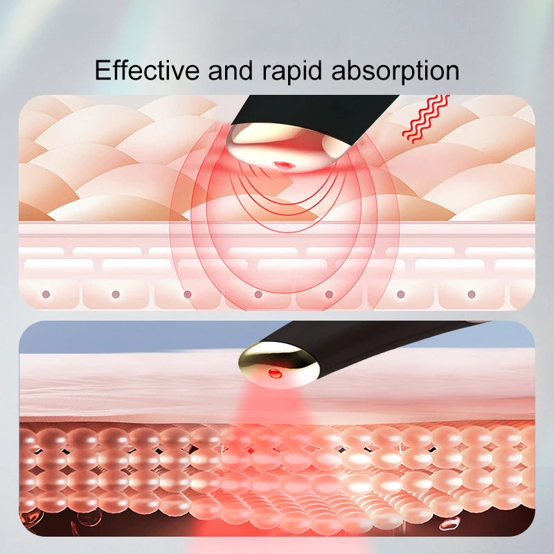 Eye Beauty Device 3 in 1 Eye Massager Wand with Red LED Light Vibration Massage Portable Beauty Machine Electric Eye Care Tool