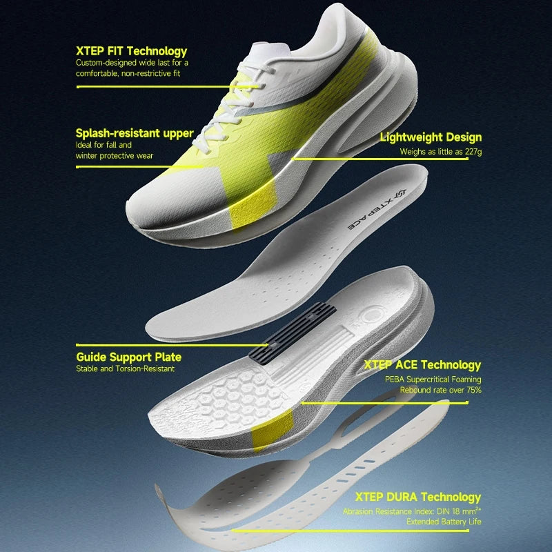 XTEP 2000KM 5.5 PRO Men Running Shoes Plate-free Racing Training Shoes with Cushioning and Water-repellent Finish 874419110062