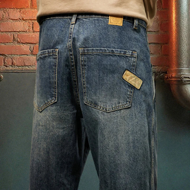 New Men's Loose Jeans Fashionable Outdoor Casual Harem Pants Retro Blue Baggy Street Hip-hop Work Pants
