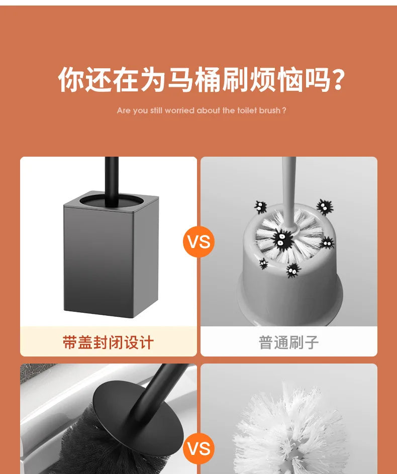 Toilet Brush Holder Wall Mounted Bathroom Cleaning Brush Toilet Brushes For Cleaning Storage Space Aluminum