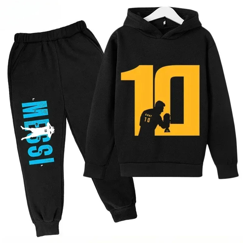 Spring Autumn Children's Set Sports Messi Print Hoodie Set Pants Suit 2pcs Set Boys Girls Kid Clothing Casual Fashion Tracksuit