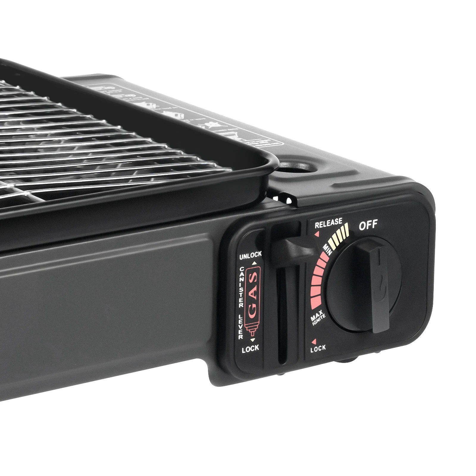 Portable Butane Gas Grill Stove Dual Inlets Adjustable Firepower with Carrying Case Grill Net for Camping Outdoor Use