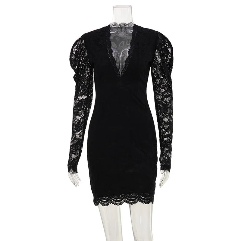V Neck Halter Lace Mini Dress Women Fashion Waist Cinched A Line Robe Backless Sleeveless Short Vestidos Summer Lady Dresses