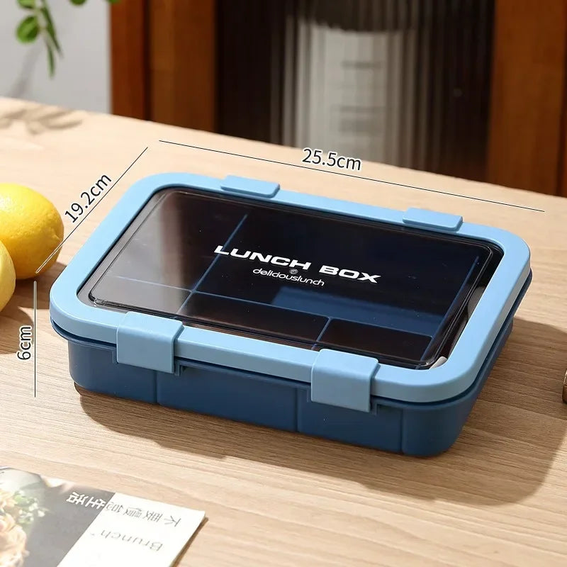1500ML Bento Box Portable Lunch Box Kids Students Office Lunch Box with Spoon Fork Leakproof Microwavable Food Storage Container