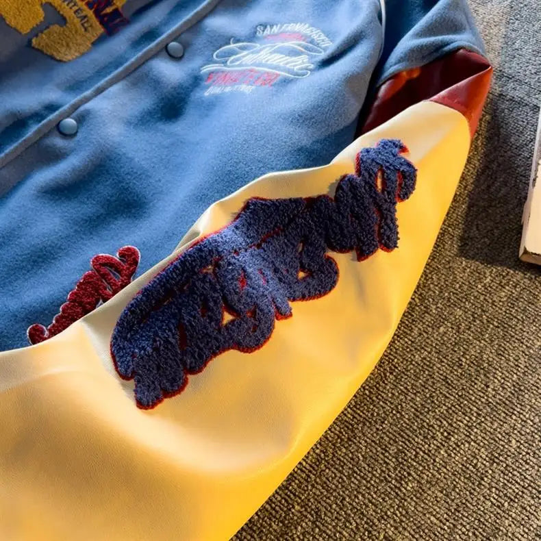 Casual Letter Embroidered Baseball Jacket Men's Women's Loose Fit Comfortable Outerwear Fashionable Preppy Style Spring Autumn