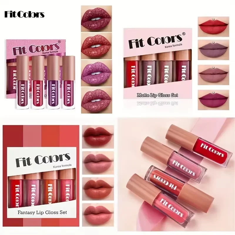 Velvet Matte Lip Gloss Set,Non-Stick Cup Lip Makeup ,Long-Lasting Fruit Scented Lip Tint,Smooth Lightweight Lip Glaze Stain S