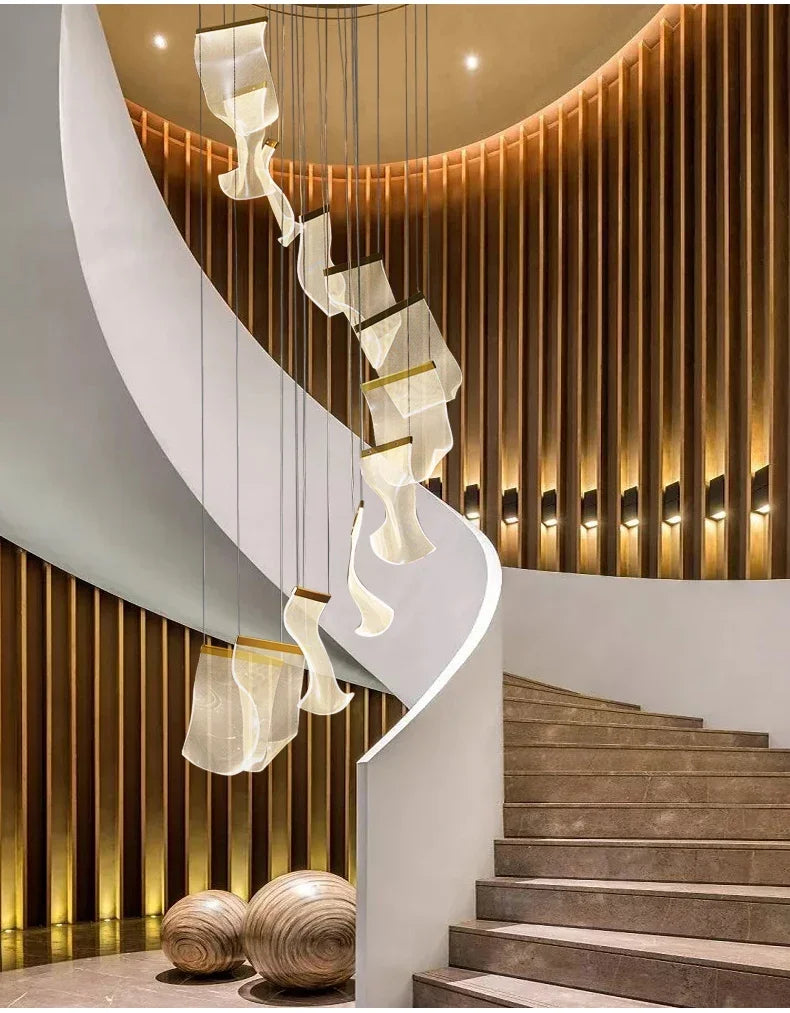 Modern LED Pendant Lights Living Dining Room Lighting Lustre Decor Chandelier Indoor Villa Duplex Stairs Hanging Lights Fixture