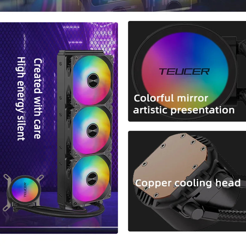 TEUCER AF-S120 Water Cooler 120mm RGB Fan Liquid Heatsink Integrated Radiator Cpu Cooling for Intel LGA115x 1200 1700 2011