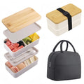 Adult Bento Lunch Box, 2-Tier Food Storage Container Set with Cutlery for Kids/children, Crisper Microwave and Dishwasher Safe