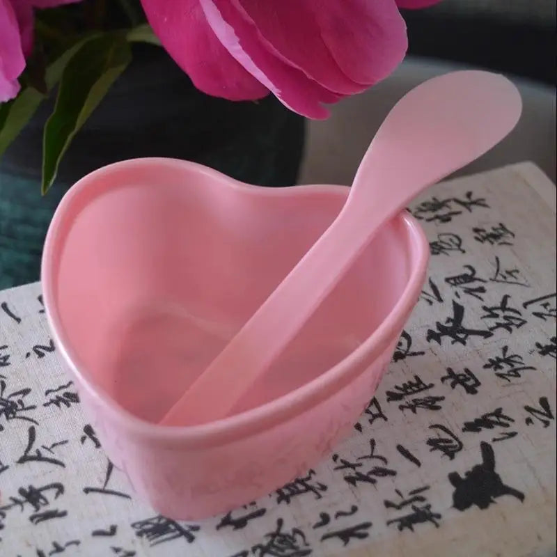 3/6 Sets Heart-Shaped Facial Mask Mixing Bowls with Scraper - Plastic DIY Skin Care Tools for Family And Salon Use