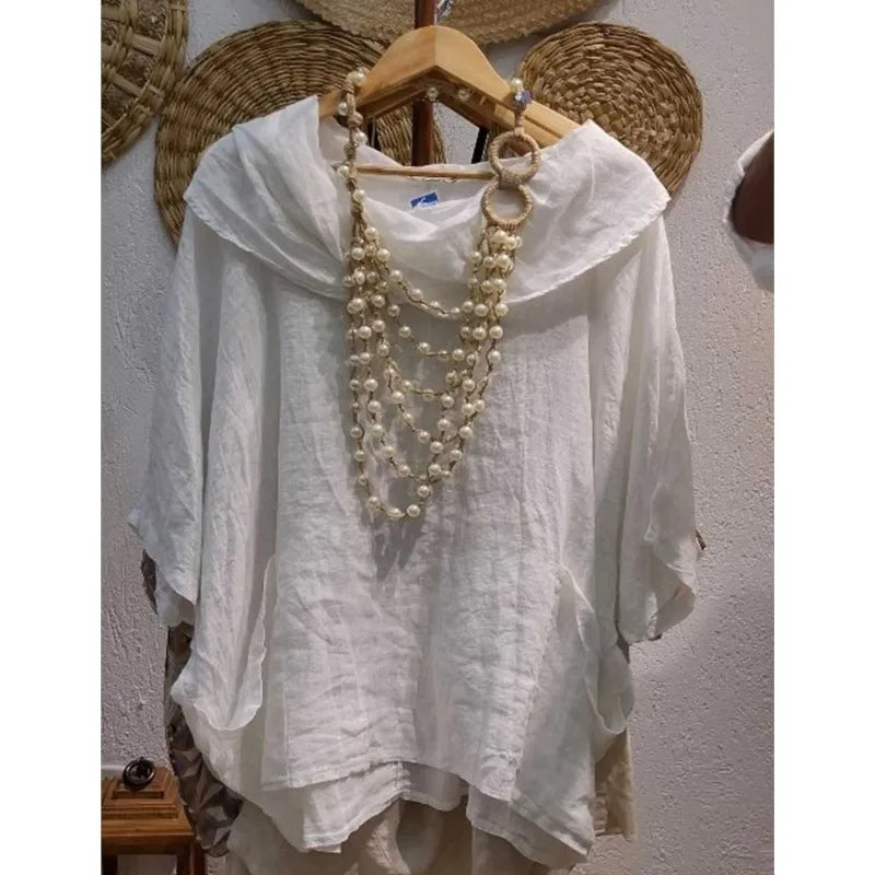 2025 Women New Fashion Off Shoulder Oversize Blouse Solid Bat Sleeve Tops Spring Summer Loose Irregular Hem Shirt Female Holiday