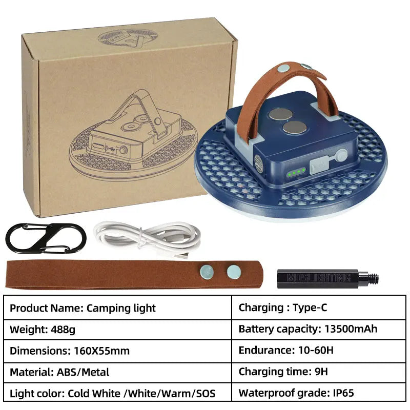 Rechargeable Camping Lights Outdoor Magnetic Suction Tent Lanterns Maintenance Emergency Lights High Light Flashlights 13500mah