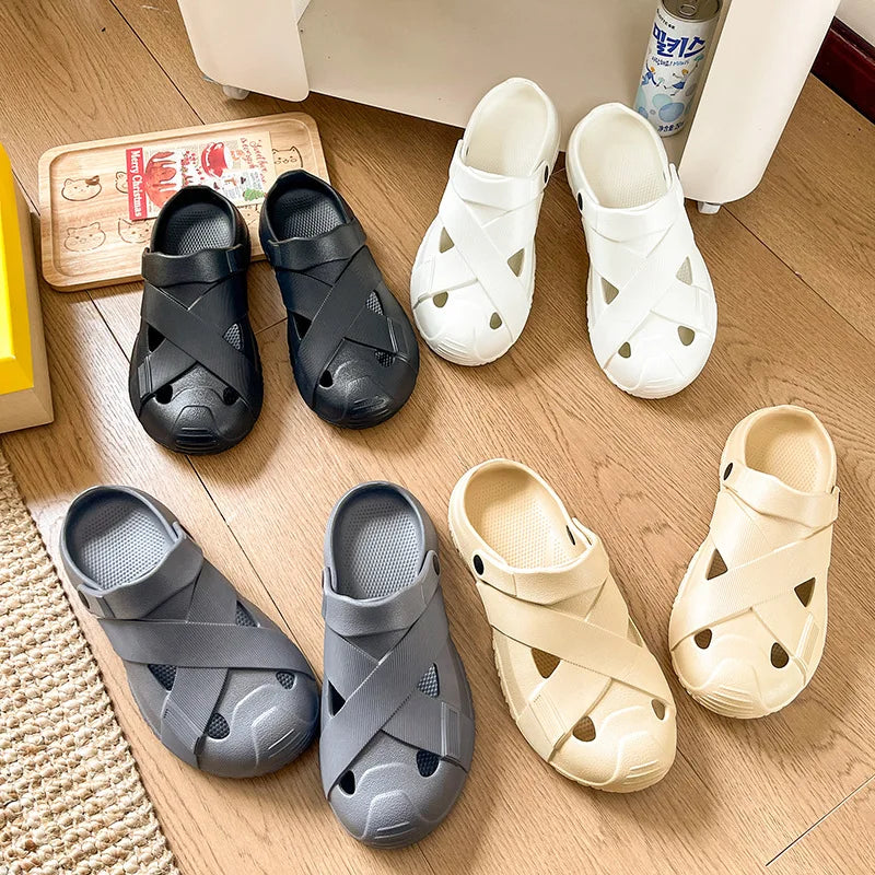 Men Closed Toe EVA Clogs Thick Sole Breathable Antibacterial Odor Resistant Non Slip Comfort Indoor Outdoor Unisex Men Slippers