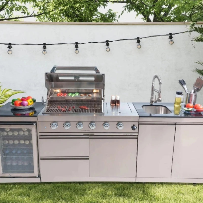 Custom Modular Outdoor BBQ Backyard Kitchen 304 Stainless Steel Outdoor Kitchen Can Assemble Freely Sink Refrigerator
