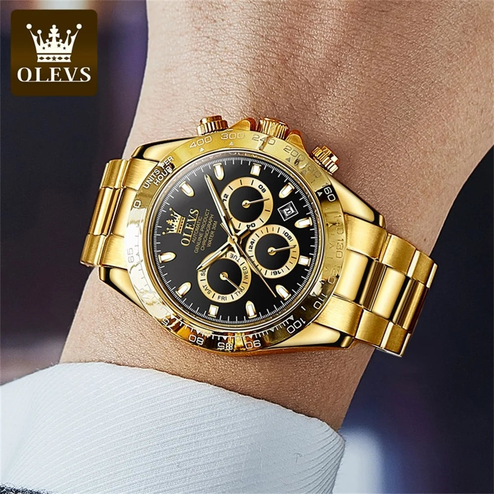 OLEVS 6638 Men Watch Classic Multifunctional Dial Waterproof Luminous Watches Fully Automatic Mechanical Male Wristwatch