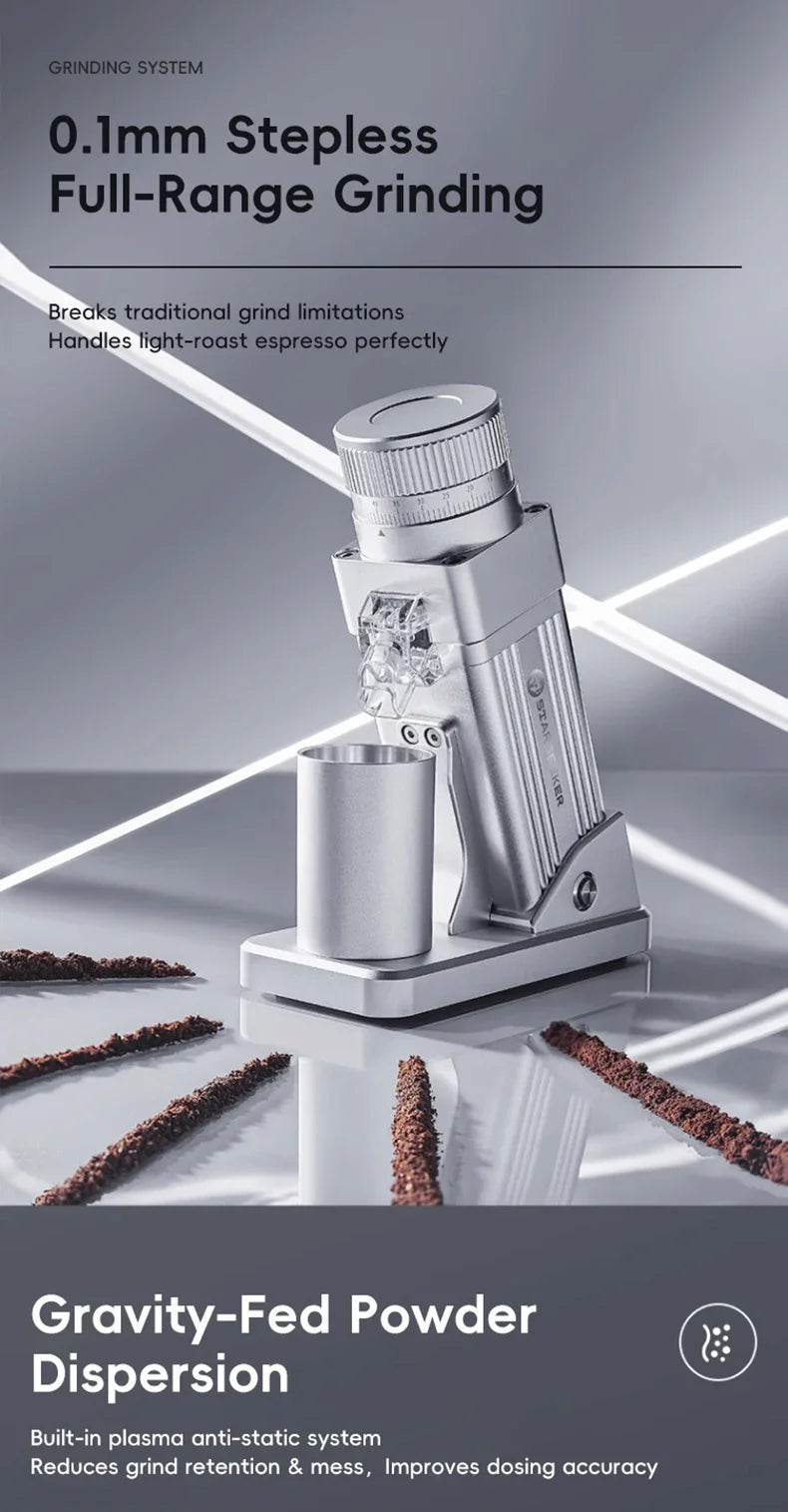 2026 Latest Electric Coffee Grinder 55mm Flat Burr Espresso Grinder Stepless Adjustment Cold Brew Coffee Bean Grinder for