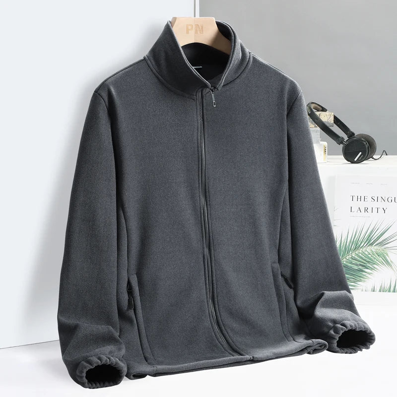 Spring Autumn Mens Fleece Jacket Brand New Stand Collar Softshell Outwear Thermal Warm Coat Male Plus Big Size 6xl 7xl 8xl 9xl
