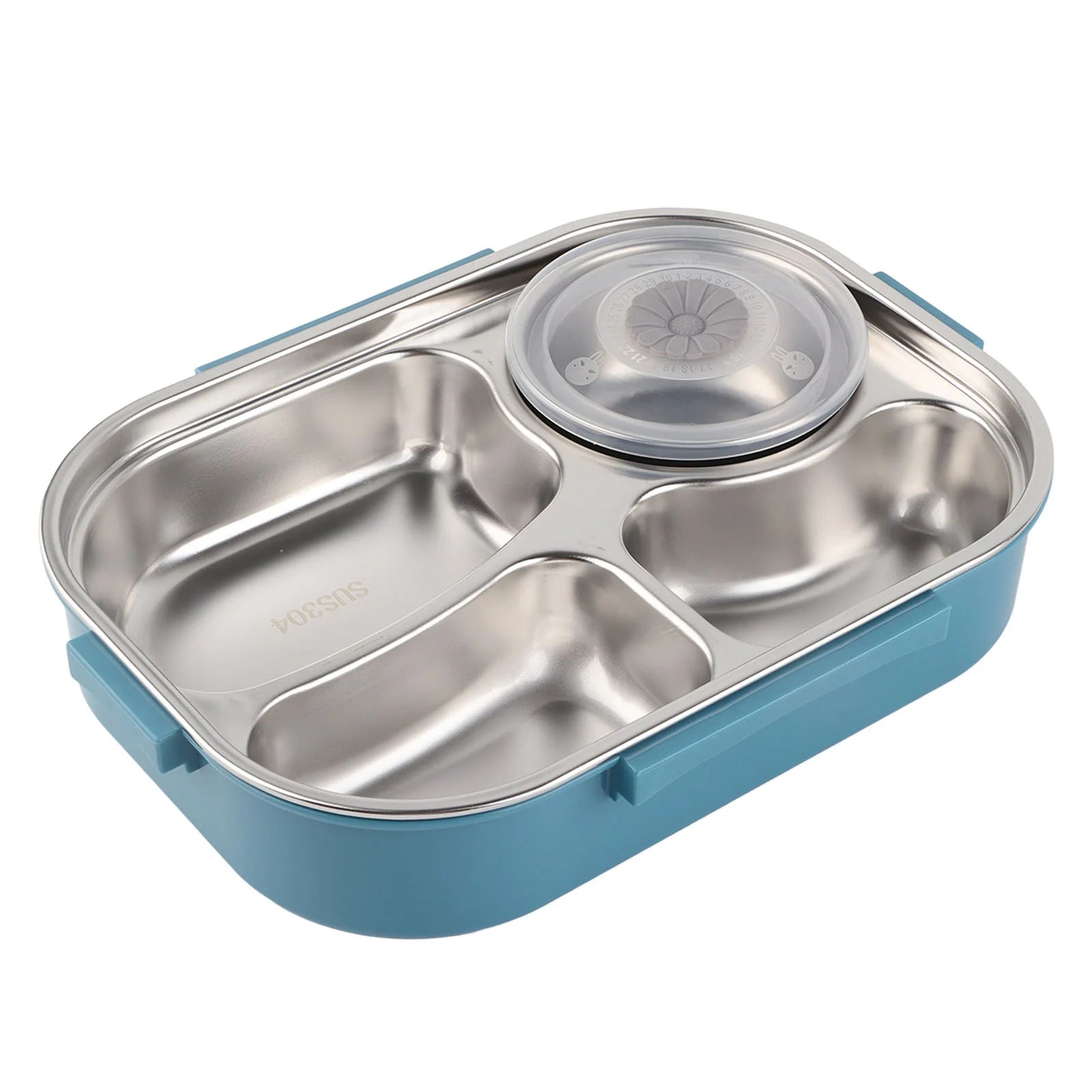 Food Storage Container Dinnerware Stainless Steel Lunch Box 4‑Grid Portable Bento Box Food Storage Container for Student Adult