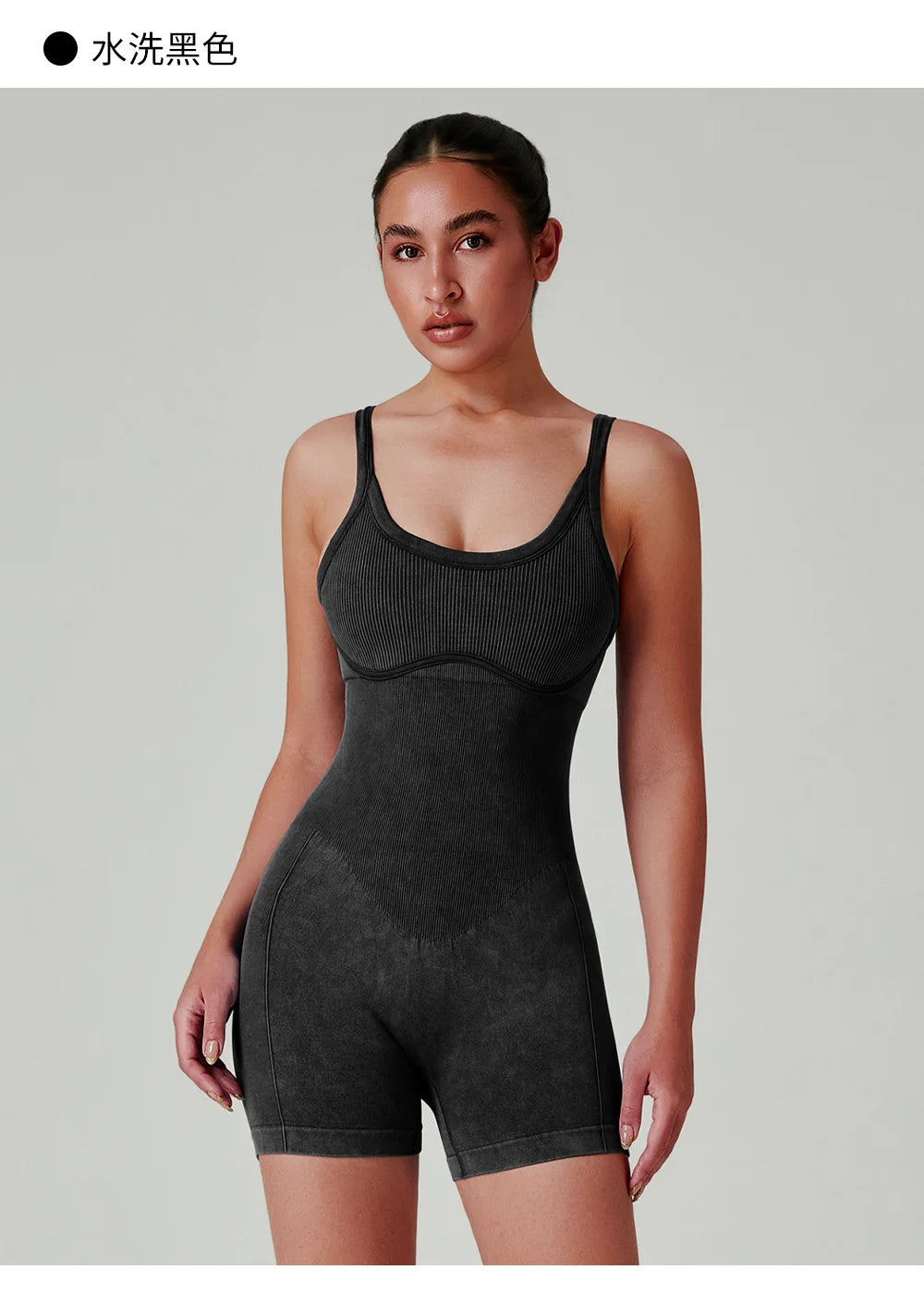 Seamless Shorts Gym Set Women Jumpsuit Yoga Set Water-washed 1pc Summer Workout Suit Bodysuit Fitness Push Up Short Sport Set