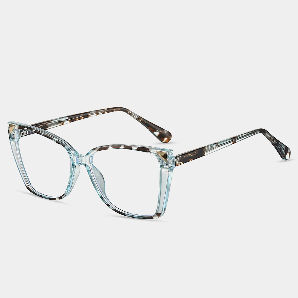 R57466 Fashion Square Anti Blue Light Glasses Trend Spring Hinge Prescription Spectacles Frames Women Optical Reading Glasses